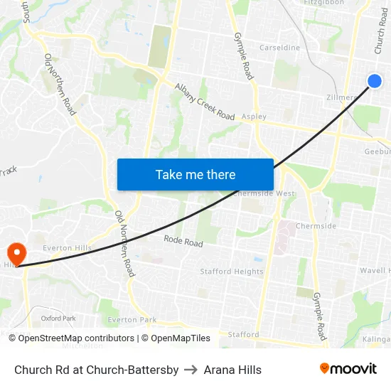 Church Rd at Church-Battersby to Arana Hills map