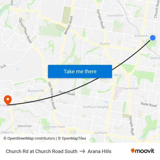 Church Rd at Church Road South to Arana Hills map