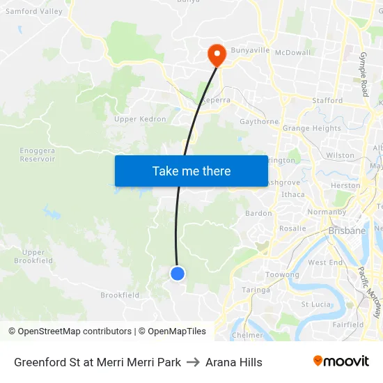 Greenford St at Merri Merri Park to Arana Hills map