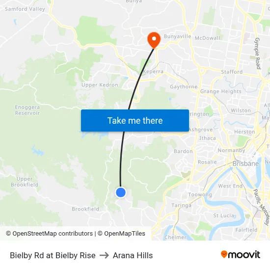 Bielby Rd at Bielby Rise to Arana Hills map