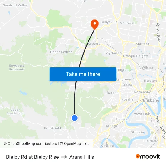 Bielby Rd at Bielby Rise to Arana Hills map