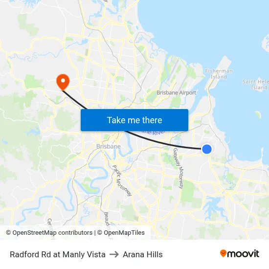 Radford Rd at Manly Vista to Arana Hills map