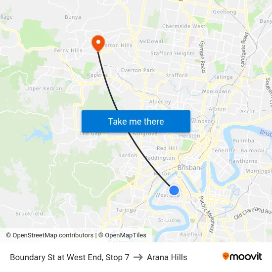 Boundary St at West End, Stop 7 to Arana Hills map