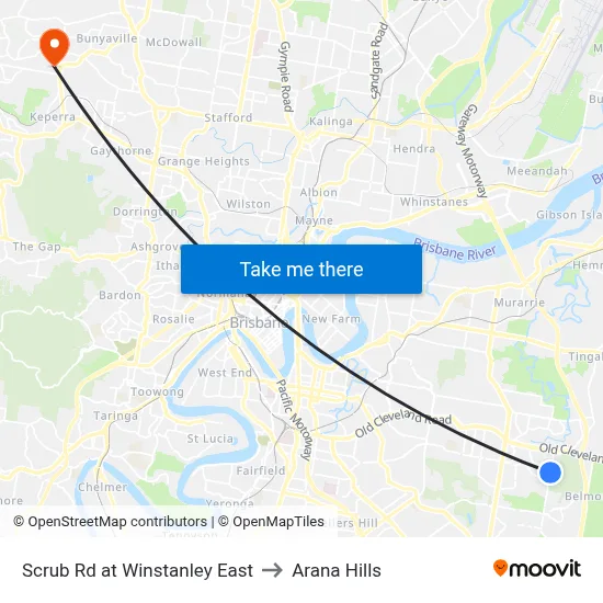 Scrub Rd at Winstanley East to Arana Hills map