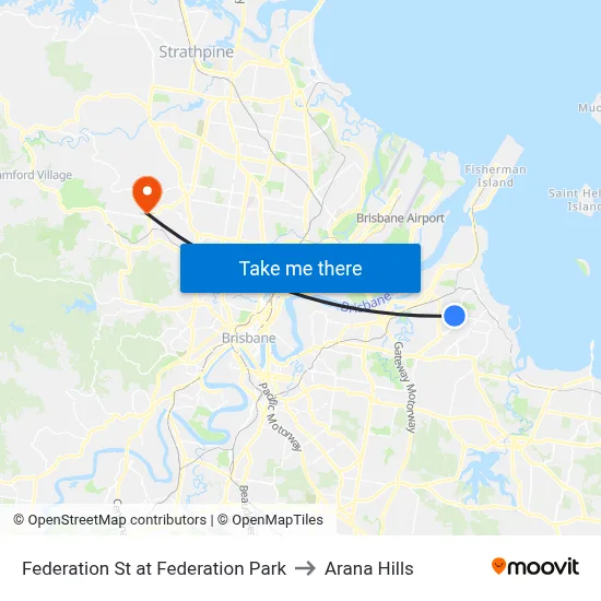 Federation St at Federation Park to Arana Hills map