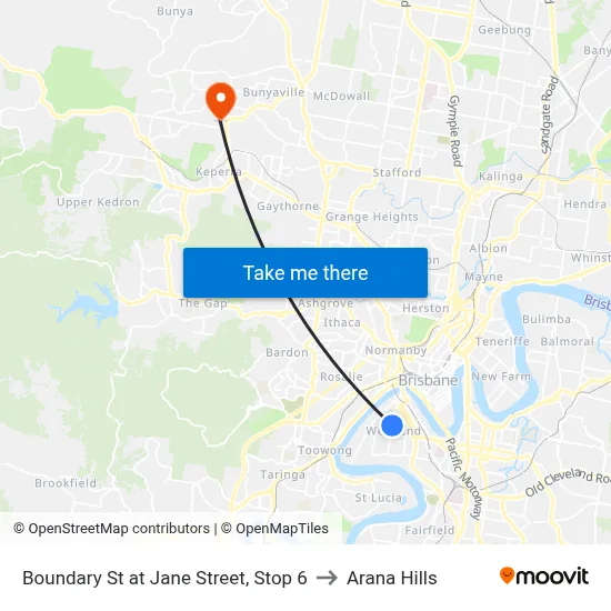 Boundary St at Jane Street, Stop 6 to Arana Hills map