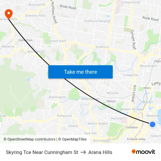 Skyring Tce Near Cunningham St to Arana Hills map