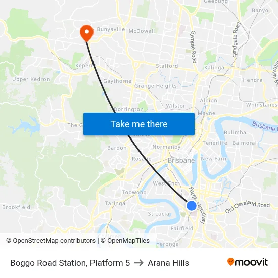 Boggo Road Station, Platform 5 to Arana Hills map