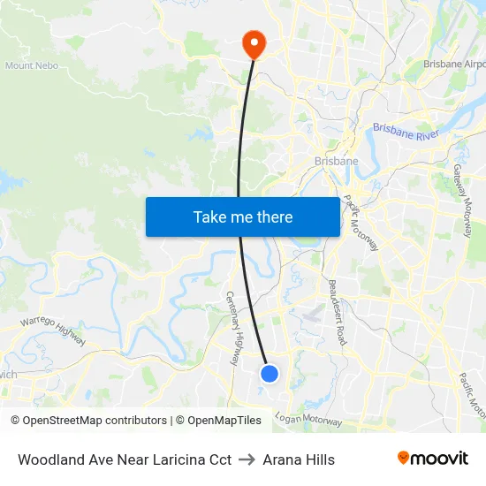 Woodland Ave Near Laricina Cct to Arana Hills map