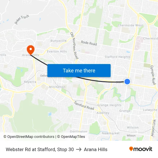 Webster Rd at Stafford, Stop 30 to Arana Hills map