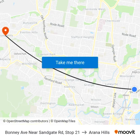 Bonney Ave Near Sandgate Rd, Stop 21 to Arana Hills map