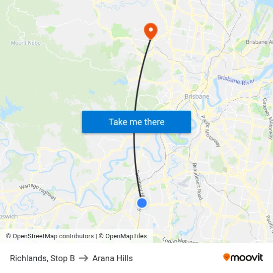Richlands, Stop B to Arana Hills map
