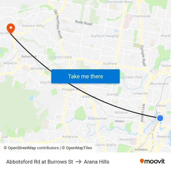 Abbotsford Rd at Burrows St to Arana Hills map