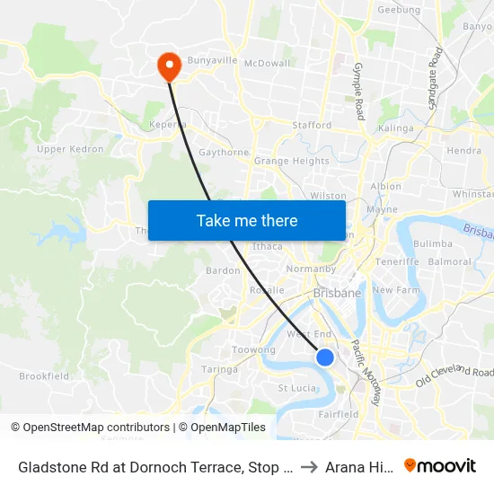 Gladstone Rd at Dornoch Terrace, Stop 11 to Arana Hills map