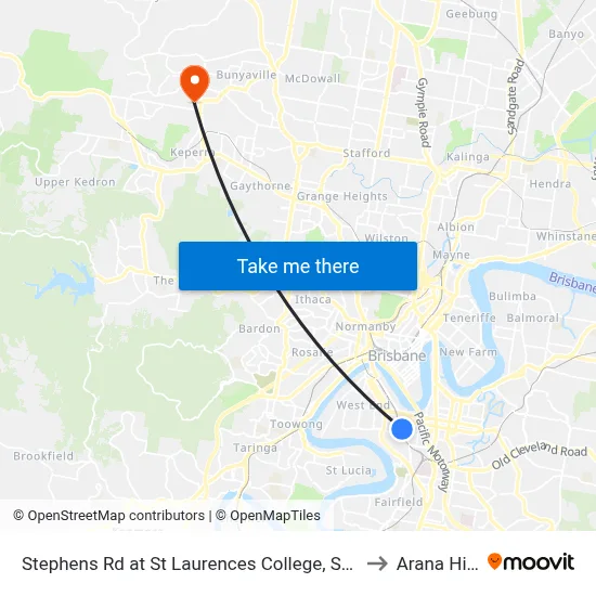 Stephens Rd at St Laurences College, Stop 7 to Arana Hills map