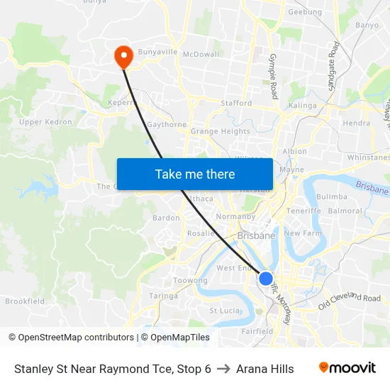 Stanley St Near Raymond Tce, Stop 6 to Arana Hills map