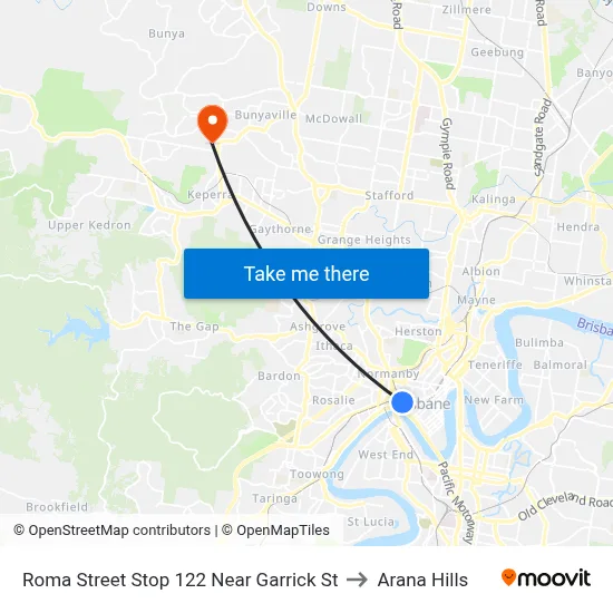 Roma Street Stop 122 Near Garrick St to Arana Hills map
