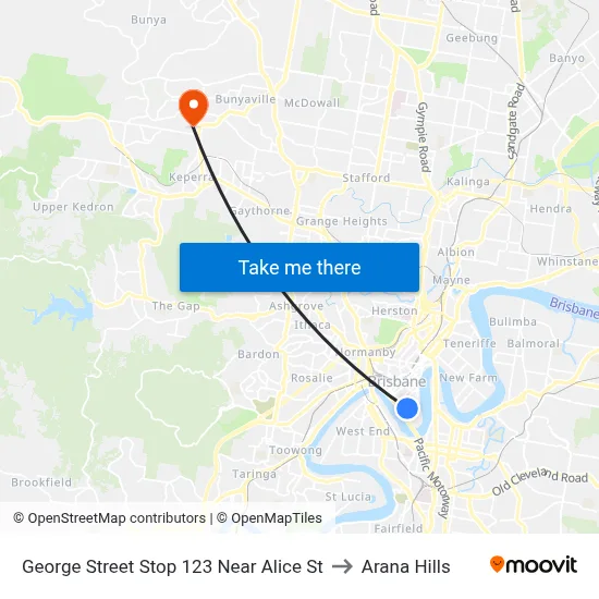 George Street Stop 123 Near Alice St to Arana Hills map