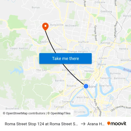 Roma Street Stop 124 at Roma Street Station to Arana Hills map