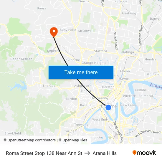 Roma Street Stop 138 Near Ann St to Arana Hills map