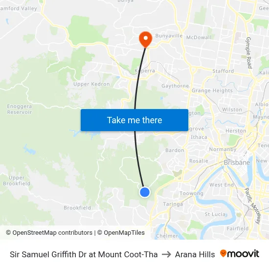 Sir Samuel Griffith Dr at Mount Coot-Tha to Arana Hills map