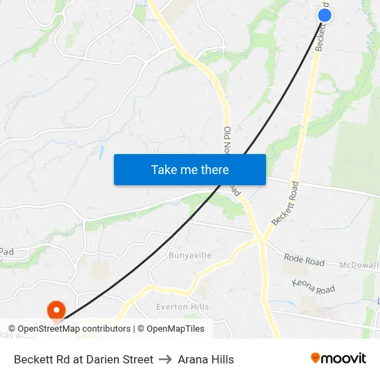 Beckett Rd at Darien Street to Arana Hills map