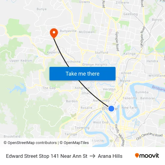 Edward Street Stop 141 Near Ann St to Arana Hills map