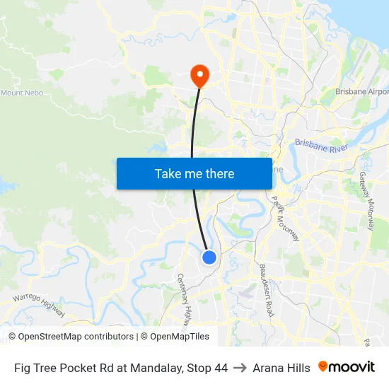 Fig Tree Pocket Rd at Mandalay, Stop 44 to Arana Hills map