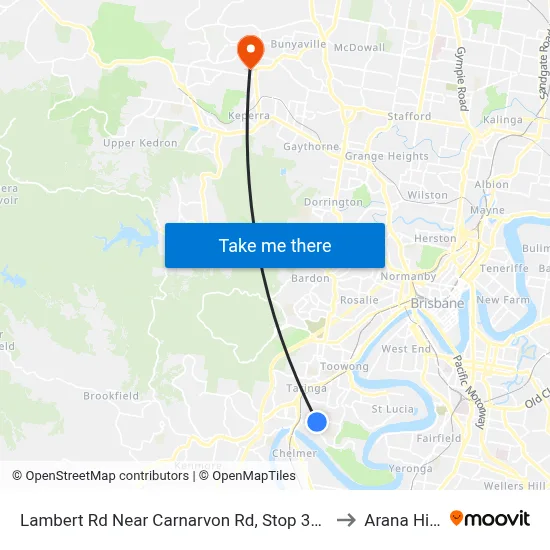 Lambert Rd Near Carnarvon Rd, Stop 36/27 to Arana Hills map