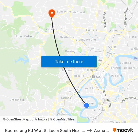 Boomerang Rd W at St Lucia South Near Hawken Dr to Arana Hills map