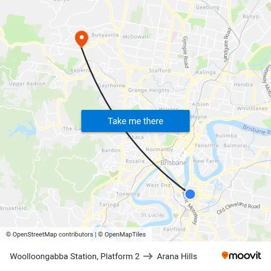 Woolloongabba Station, Platform 2 to Arana Hills map