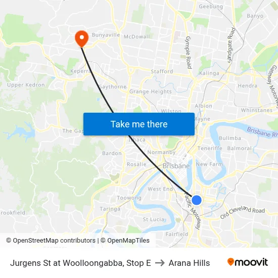 Jurgens St at Woolloongabba, Stop E to Arana Hills map