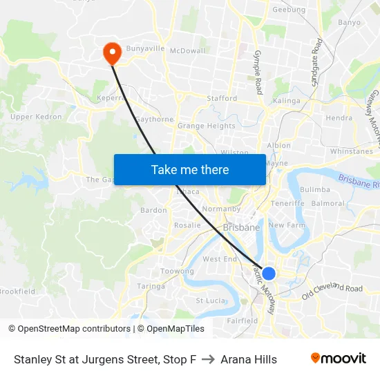 Stanley St at Jurgens Street, Stop F to Arana Hills map