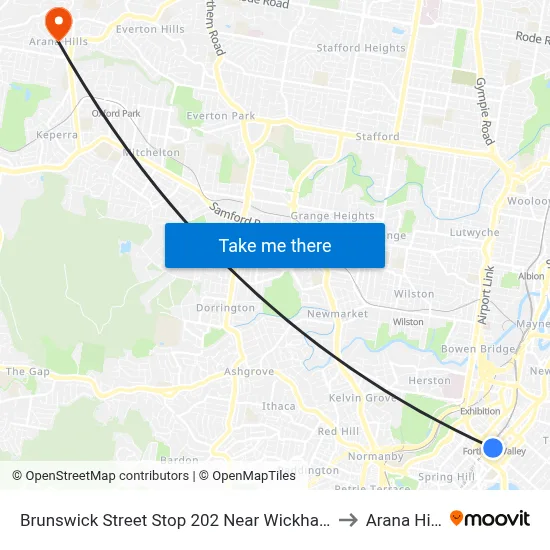 Brunswick Street Stop 202 Near Wickham St to Arana Hills map