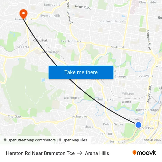 Herston Rd Near Bramston Tce to Arana Hills map