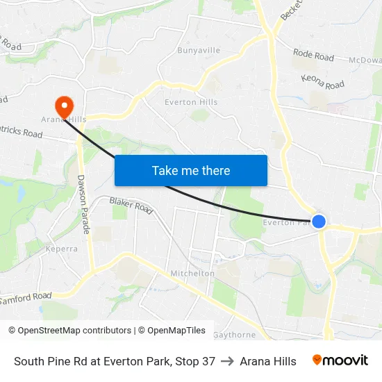 South Pine Rd at Everton Park, Stop 37 to Arana Hills map