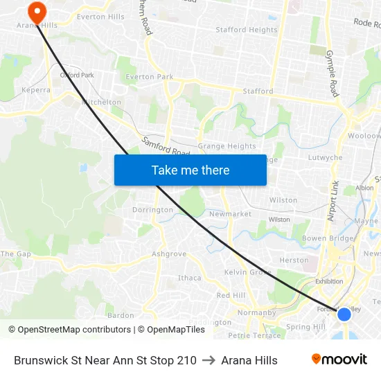 Brunswick St Near Ann St Stop 210 to Arana Hills map