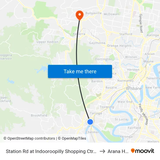 Station Rd at Indooroopilly Shopping Ctr, Stop E to Arana Hills map