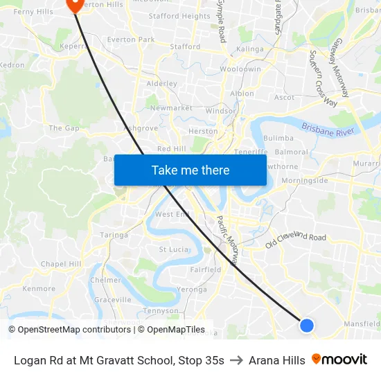 Logan Rd at Mt Gravatt School, Stop 35s to Arana Hills map