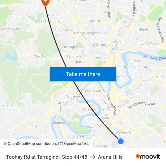 Toohey Rd at Tarragindi, Stop 44/48 to Arana Hills map
