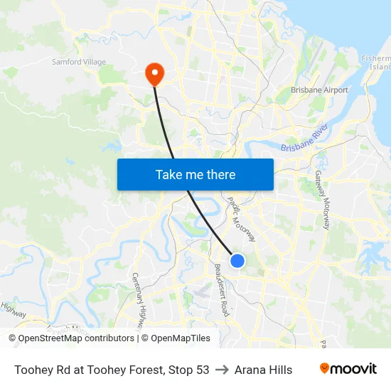 Toohey Rd at Toohey Forest, Stop 53 to Arana Hills map