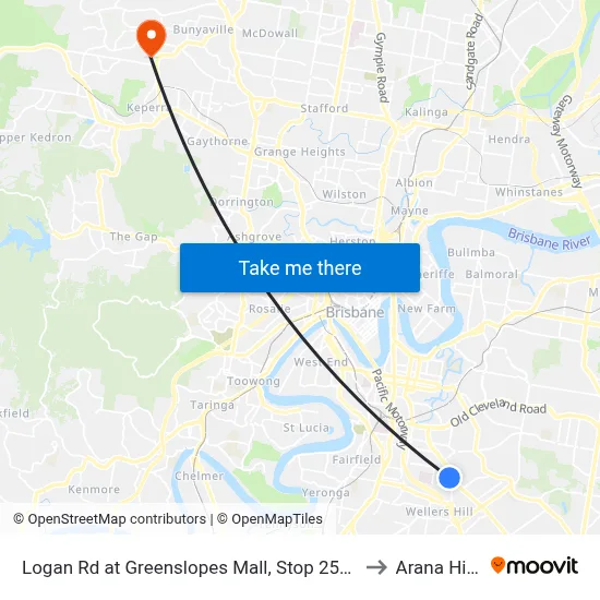 Logan Rd at Greenslopes Mall, Stop 25/24 to Arana Hills map