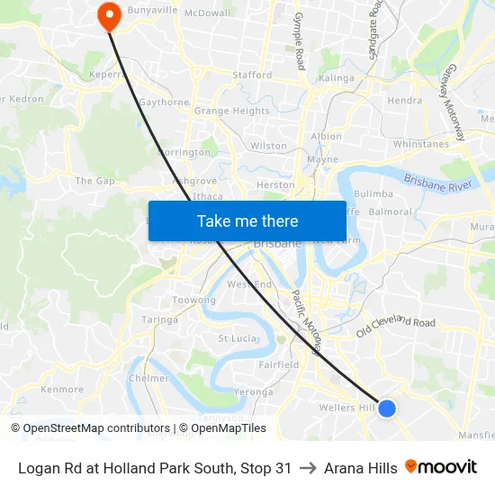 Logan Rd at Holland Park South, Stop 31 to Arana Hills map