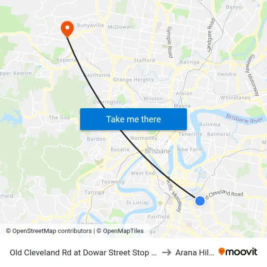 Old Cleveland Rd at Dowar Street Stop 20 to Arana Hills map