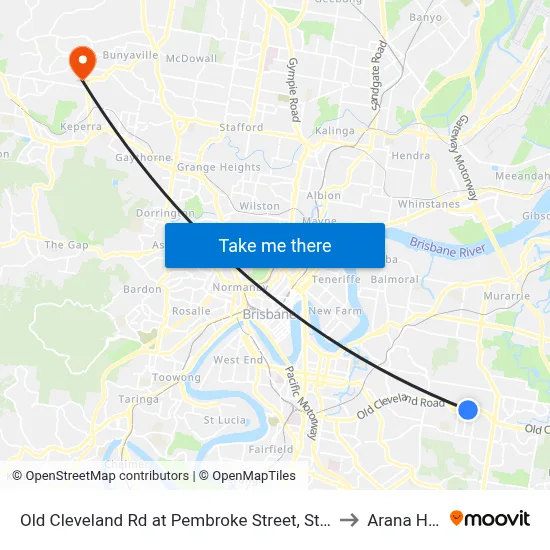Old Cleveland Rd at Pembroke Street, Stop 36 to Arana Hills map