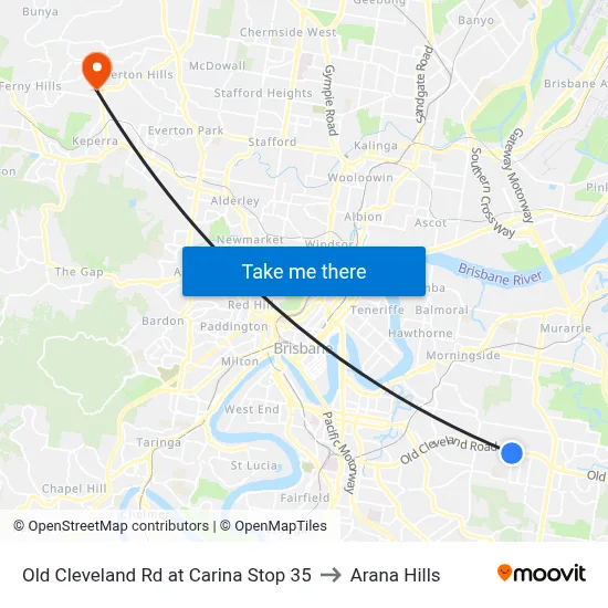 Old Cleveland Rd at Carina Stop 35 to Arana Hills map