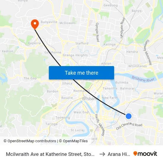 Mcilwraith Ave at Katherine Street, Stop 28 to Arana Hills map