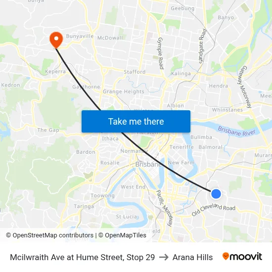 Mcilwraith Ave at Hume Street, Stop 29 to Arana Hills map