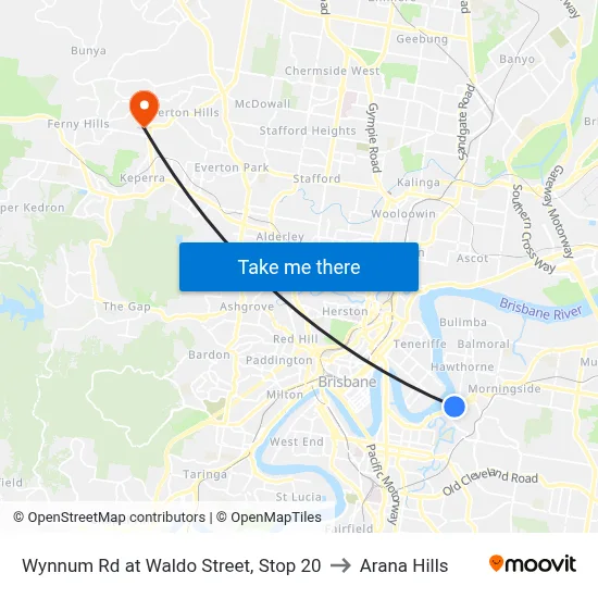 Wynnum Rd at Waldo Street, Stop 20 to Arana Hills map
