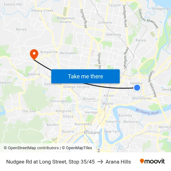 Nudgee Rd at Long Street, Stop 35/45 to Arana Hills map